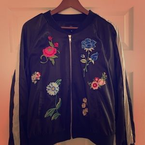 Cynthia Rowley Floral Patches Sateen Skater Jacket